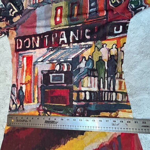 Tesoro Moda Womens Don't Panic Abstract Print Dress Medium 3/4 Sleeve Boho Multi - Picture 6 of 8